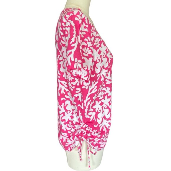 Caribbean Joe Petite Pink V-Neck Short Sleeve Pullover Top Women's Petite Large - Picture 5 of 8